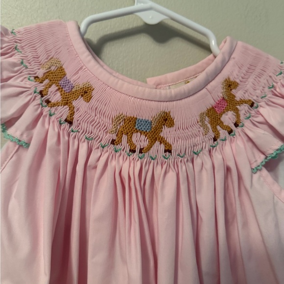 The Beaufort Bonnet Company Pink Smocked Horse Dress - Picture 2 of 4